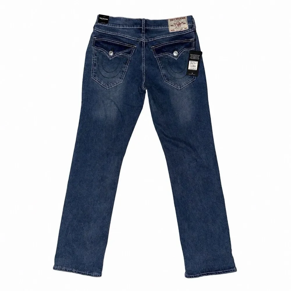 $204 True Religion Jeans Men's 32x34 Ricky Big T Flap Relaxed Straight Denim NWT
